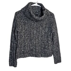 Vintage Rafaella Women's Sweater L Marled‎ Gray Merino Wool Blend Button Neck